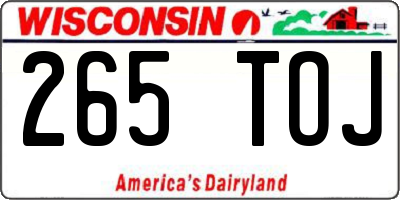 WI license plate 265TOJ