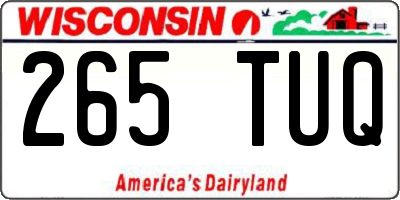 WI license plate 265TUQ