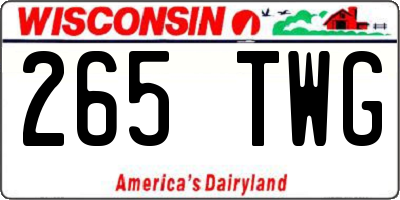 WI license plate 265TWG