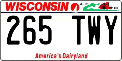 WI license plate 265TWY
