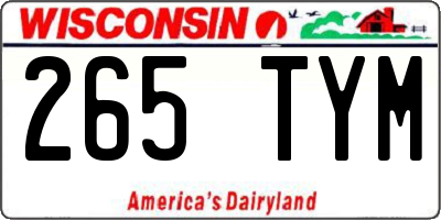 WI license plate 265TYM