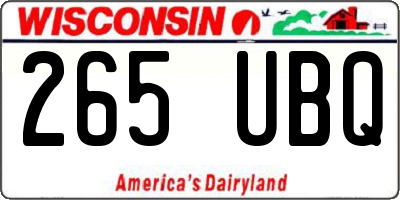 WI license plate 265UBQ