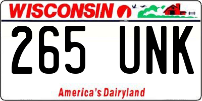 WI license plate 265UNK