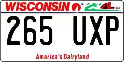 WI license plate 265UXP