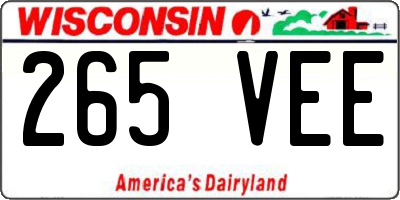 WI license plate 265VEE