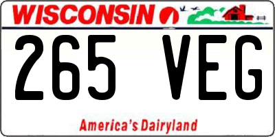 WI license plate 265VEG