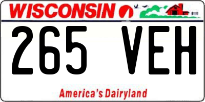 WI license plate 265VEH