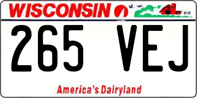 WI license plate 265VEJ