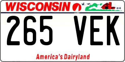 WI license plate 265VEK