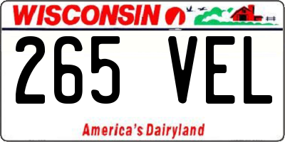 WI license plate 265VEL