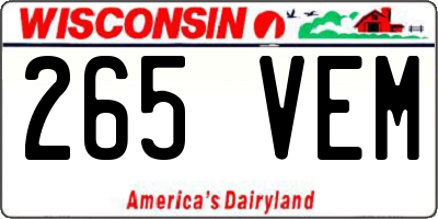 WI license plate 265VEM