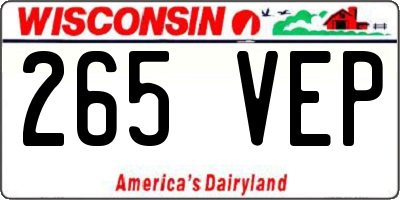 WI license plate 265VEP
