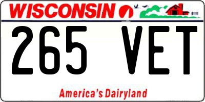 WI license plate 265VET