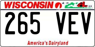 WI license plate 265VEV