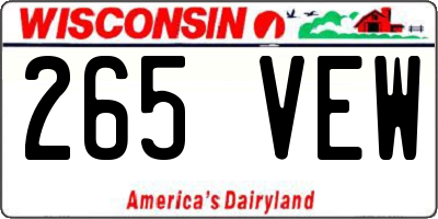 WI license plate 265VEW
