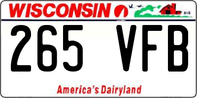 WI license plate 265VFB