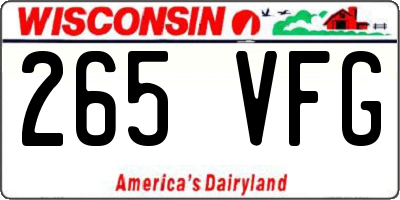 WI license plate 265VFG