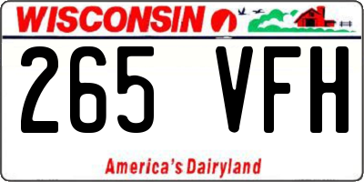 WI license plate 265VFH