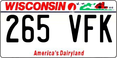 WI license plate 265VFK