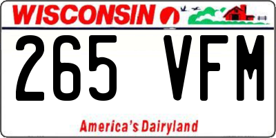 WI license plate 265VFM