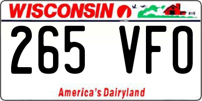 WI license plate 265VFO