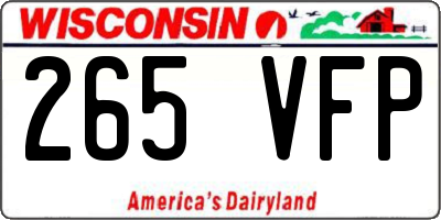 WI license plate 265VFP