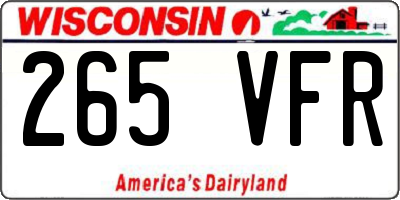 WI license plate 265VFR