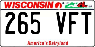WI license plate 265VFT