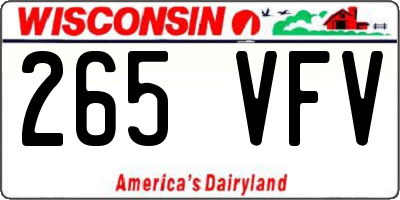 WI license plate 265VFV