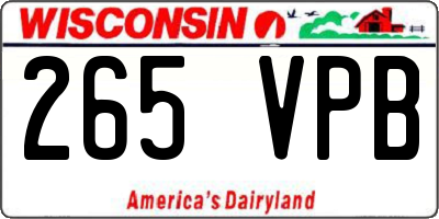 WI license plate 265VPB