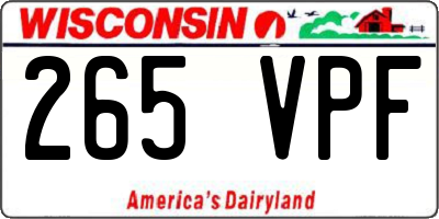 WI license plate 265VPF