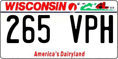 WI license plate 265VPH