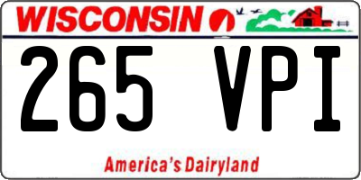 WI license plate 265VPI