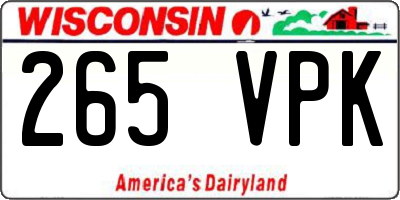 WI license plate 265VPK