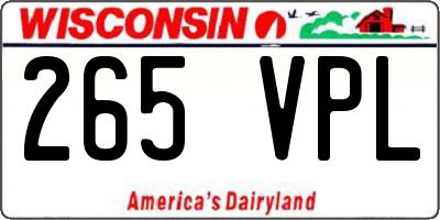 WI license plate 265VPL