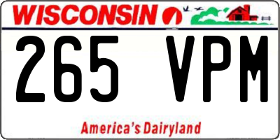 WI license plate 265VPM