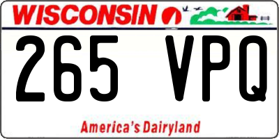 WI license plate 265VPQ