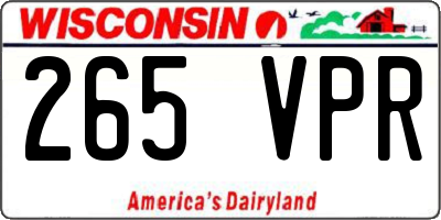 WI license plate 265VPR
