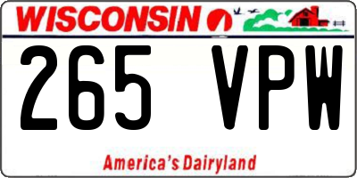 WI license plate 265VPW