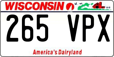 WI license plate 265VPX