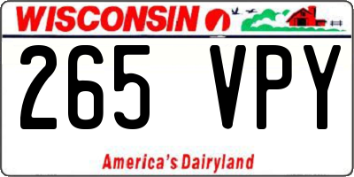 WI license plate 265VPY