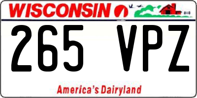 WI license plate 265VPZ