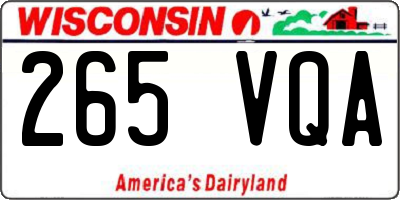 WI license plate 265VQA