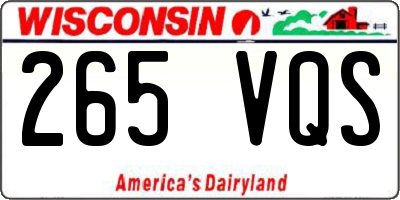 WI license plate 265VQS