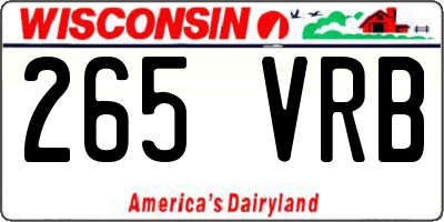 WI license plate 265VRB