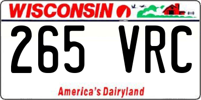 WI license plate 265VRC