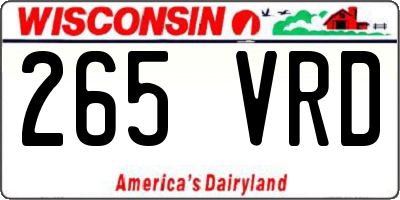 WI license plate 265VRD