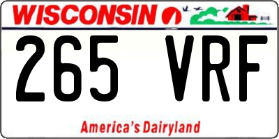 WI license plate 265VRF