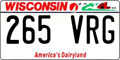 WI license plate 265VRG