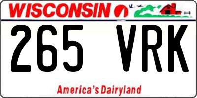 WI license plate 265VRK